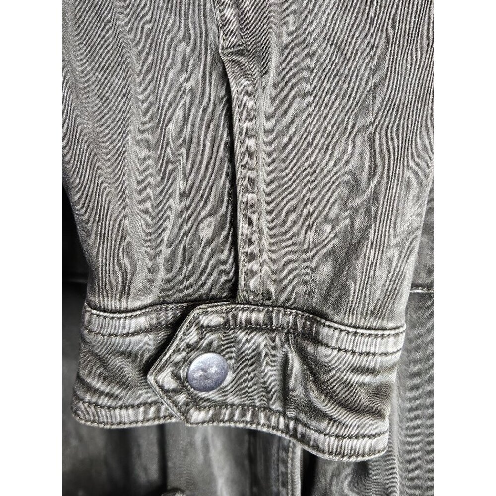 Splendid Sateen Anorak Grunge Green Hooded Zip Jacket Utility Pockets Women L - Picture 8 of 10